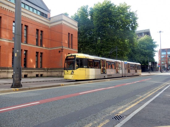 3001 without advertising vinyls on 6th August as part of a double unit. (Photograph by Paul Gilbert)